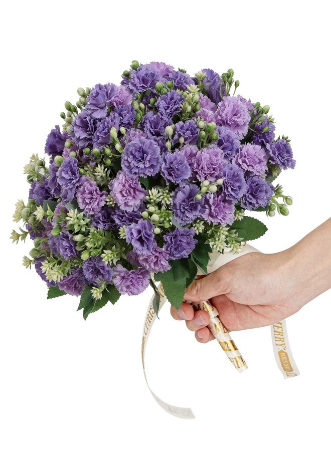 DuHouse Carnation Artificial Flowers,6 Bundles Small Bulk Fake Flower with Stems Silk Carnation Flowers for Home Garden Outdoors Floral Arrangements Wedding Centerpieces Decorations(Purple) - Image 2